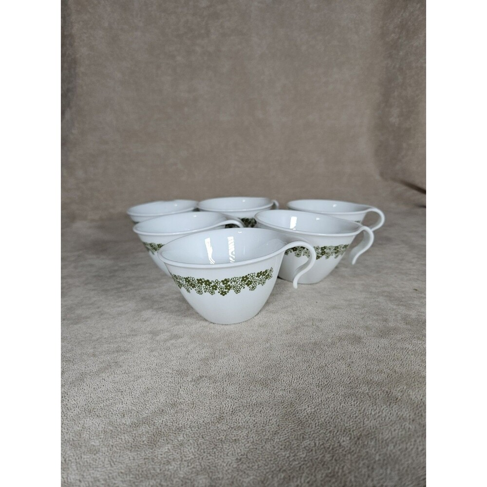Set Of 6 Vintage Corelle Spring Blossom Coffee Cups Mugs Hook Handles